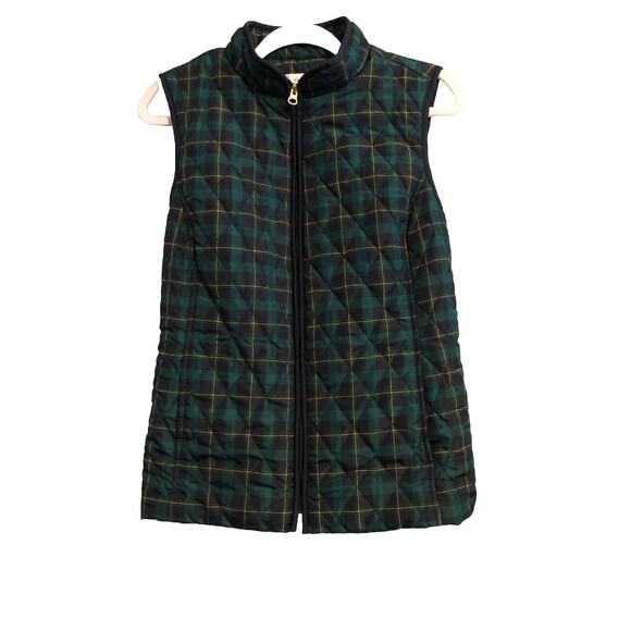 croft & barrow Jackets & Blazers - Croft & Barrow Womens M Tartan Plaid Green Blue Quilted Vest Slash Pockets